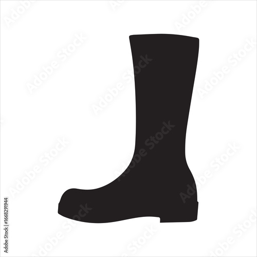  Boot black silhouette vector, Cowboy boot icon vector illustration. black rubber boots