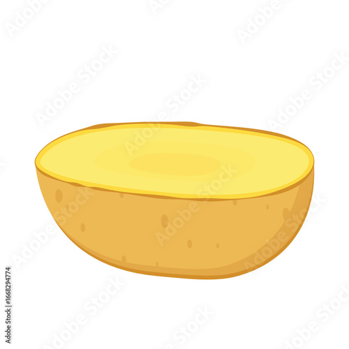 Baked potato with melted butter and herbs. Vector illustration cartoon flat icon isolated on white. Potato roasted.