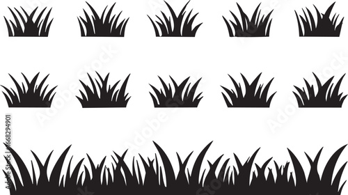 Grass vector pack: black grass clipart, silhouette grass illustrations, garden graphics eps