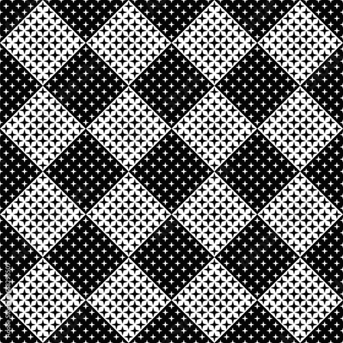 Seamless black and white star pattern background design - monochrome geometrical vector illustration