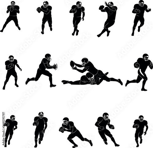 American Football Dynamic Sports Action in Black and White