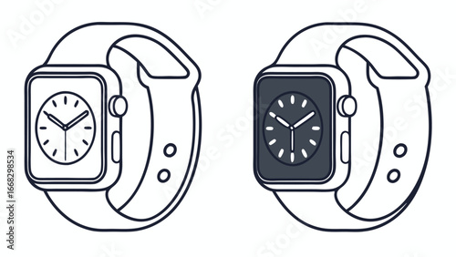 Two smartwatch icons with different watch faces wearable technology
