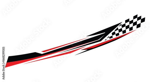 A black red and white checkered racing stripe design element