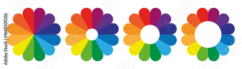 Color palette set or colors wheel chart diagrams, rainbow palette round element, color wheel spectrum for color selection or segment slice sign.