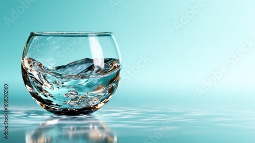 Wallpaper Mural A beautifully captured glass filled with water, showcasing splashes and droplets in motion against a soothing aqua backdrop, representing purity, refreshment, and tranquility. Torontodigital.ca