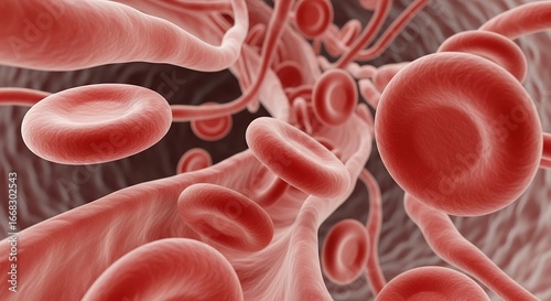 Red Blood Cells Close Up Medical Illustration Science Healthcare Biology Research Stock Photo