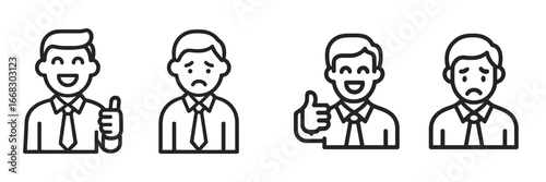 Expressions of happiness and sadness in vector illustrations