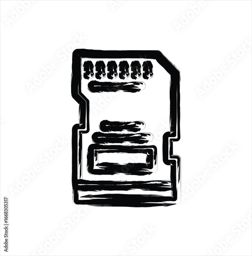 Memory Card Icon Brush Stroke Stock Illustration