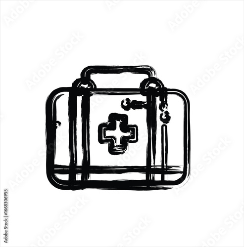 Medical Bag Icon Brush Stroke Stock Illustration