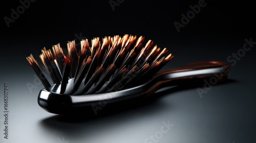 This image showcases a refined hairbrush with an elegant design, representing contemporary beauty care tools that combine functionality with aesthetic appeal for personal grooming.