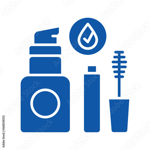 Water resistant cosmetics color flat icon for digital and print projects.PFAS product