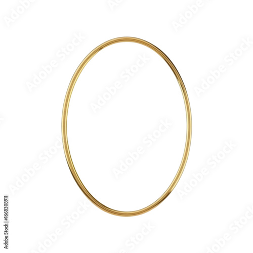 A gleaming gold oval frame centered on a pristine on transparent background