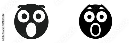 Illustrations of surprised cartoon faces with large eyes and mouths