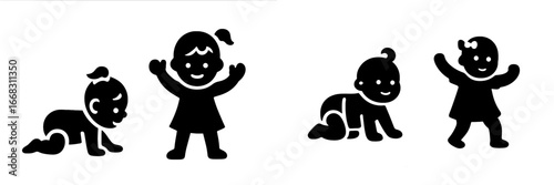 Vector illustration of playful babies engaged in various activities