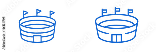 Vector illustration of sport stadiums with flags for various events