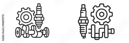 Vector illustration of mechanical components in industrial design