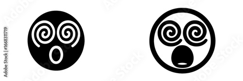 Surprised faces with spiral eyes and open mouths illustration