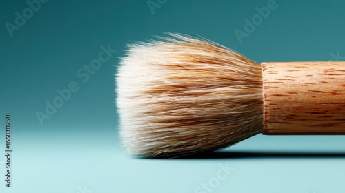 A close-up of a luxurious brush with soft bristles against a subtle blue background, emphasizing craftsmanship and beauty waiting to enhance your grooming routine.