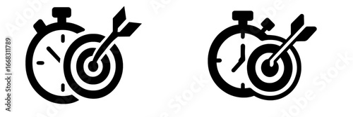 Targeting success with time management and goal setting icons