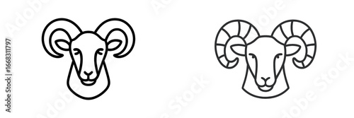 Stylized vector illustration of a ram's head with prominent horns