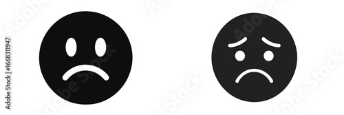 Two distinct sad emoticons expressing different levels of sorrow