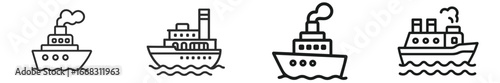 Four unique vector illustrations of different types of boats