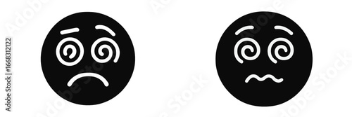 Emotional expressions depicting confusion and sadness in vector style