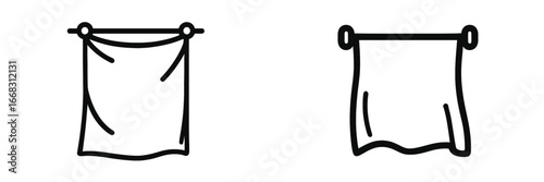 Minimalist vector illustration of two hanging towels