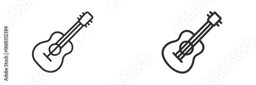 Vector illustration of isolated acoustic guitars in simple design