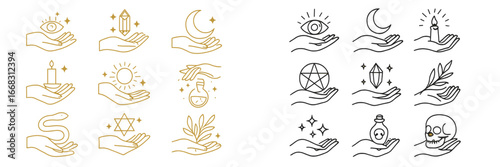 Hand-drawn symbols of mysticism and magic in vector illustration