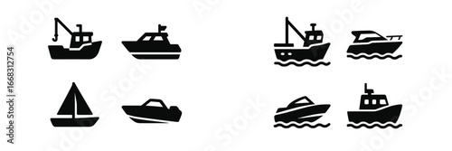 Various styles of boats and vessels illustrated in vector format