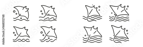 Stylized vector illustration of manta rays swimming in the ocean