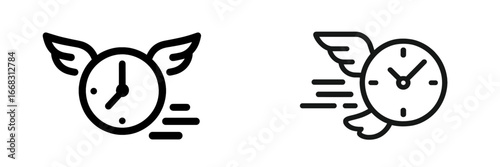 Fast clock with wings symbolizing speed and time management