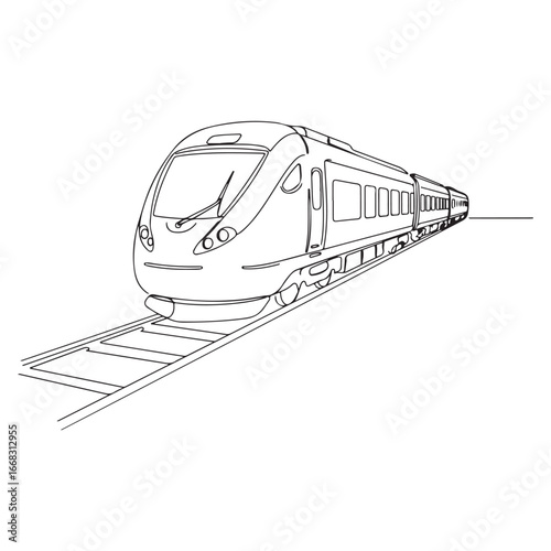 High Speed Train on Tracks A Modern Locomotive Vector Illustration Expressing Power and Velocity in Railway Transportation
