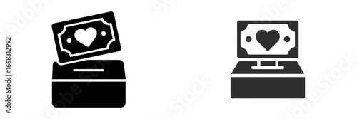 Donation box and online giving concept with heart symbol