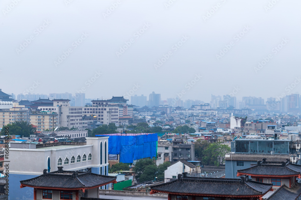 Obraz premium The architectural landscape of the city center of Xi 'an, Shaanxi Province, China