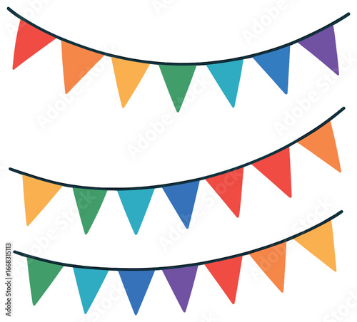 Festive bunting garlands vector | colorful holiday decorations for celebrations and parties
