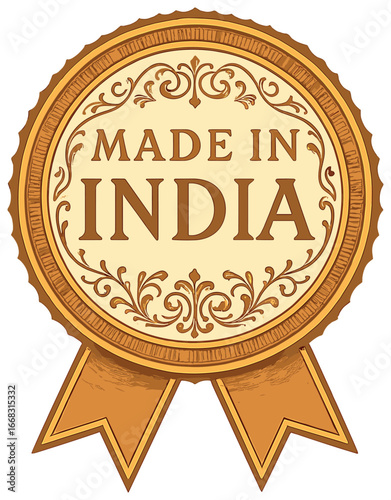 Elegant "made in india" emblem | ornate badge design celebrating indian craftsmanship