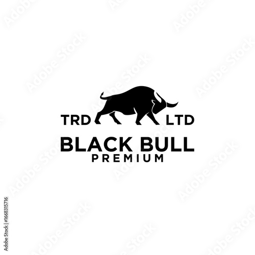 premium black bull logo design