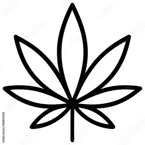 Minimal cannabis icon vector – stylish marihuana leaf graphic for modern design concepts