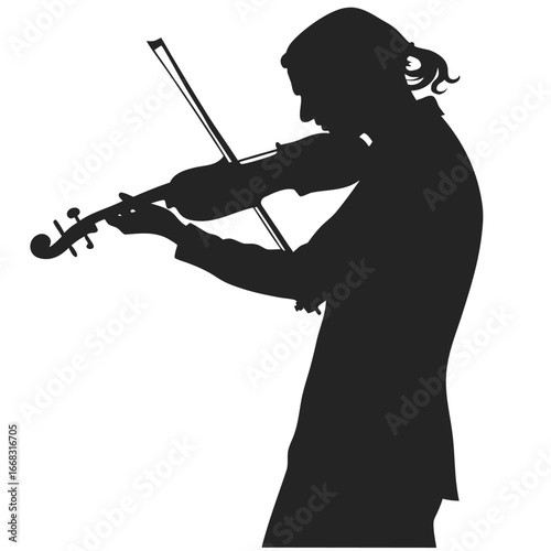 Violinist tuning strings silhouette