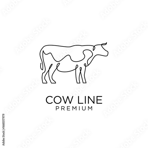 Cow farm line mono single drawing logo icon design