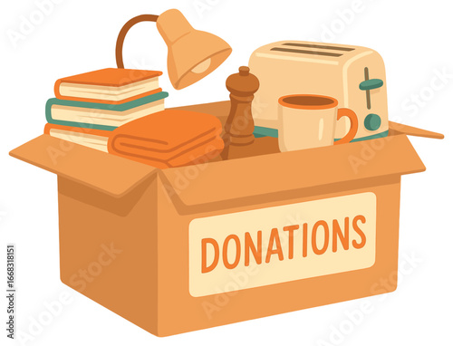Community donation bin vector illustration for charity and giving concepts