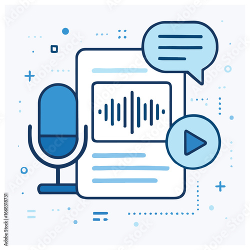 Seamless technology integration vector for audio content and digital communication concepts