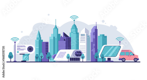 Futuristic smart city with modern technology and sustainable architecture