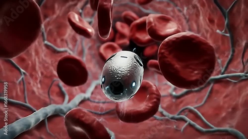 Medical Technology Nano-Robot Inside Blood Vessel