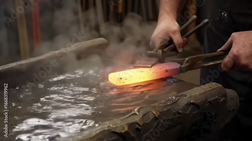 Hot Metal Being Worked In Forge
