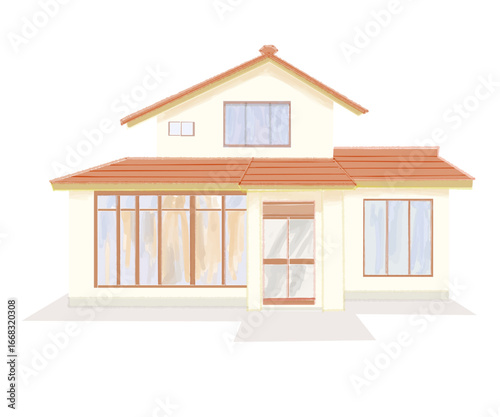 brick color house vector illustration