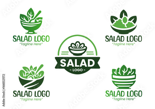 5 Salad Logo Set Modern Minimalist Food and Beverage Brand Design