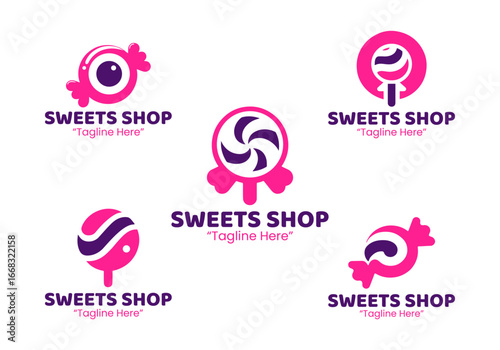 5 Sweet Shop Logo Set Modern Minimalist Food and Beverage Brand Design